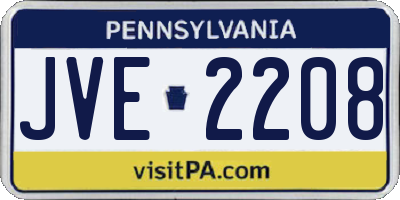 PA license plate JVE2208