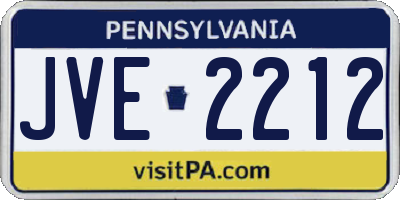 PA license plate JVE2212