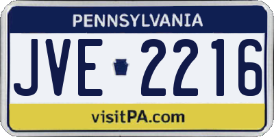 PA license plate JVE2216