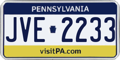 PA license plate JVE2233