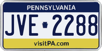 PA license plate JVE2288