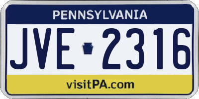 PA license plate JVE2316