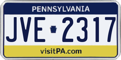 PA license plate JVE2317
