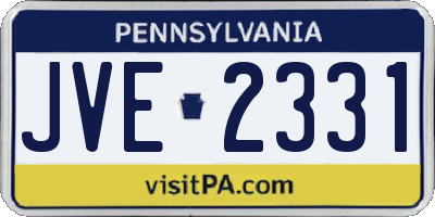 PA license plate JVE2331