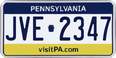 PA license plate JVE2347
