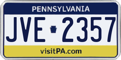 PA license plate JVE2357
