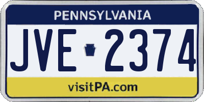 PA license plate JVE2374