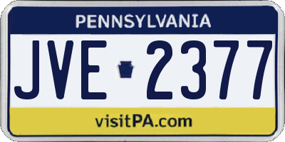 PA license plate JVE2377