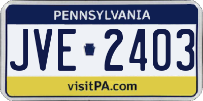 PA license plate JVE2403