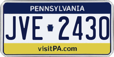 PA license plate JVE2430