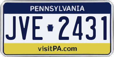 PA license plate JVE2431