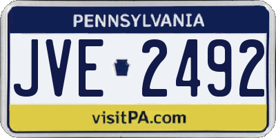 PA license plate JVE2492