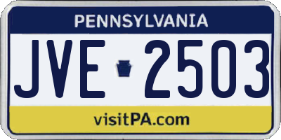 PA license plate JVE2503