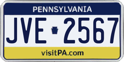 PA license plate JVE2567