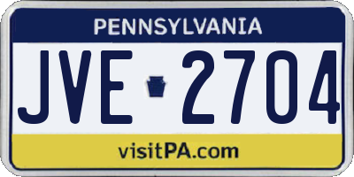 PA license plate JVE2704