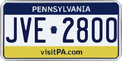 PA license plate JVE2800