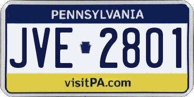PA license plate JVE2801