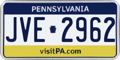 PA license plate JVE2962