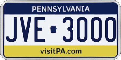 PA license plate JVE3000