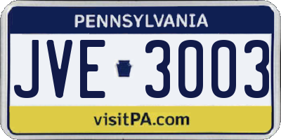 PA license plate JVE3003