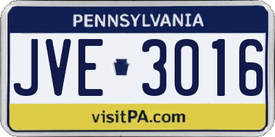 PA license plate JVE3016