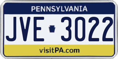 PA license plate JVE3022