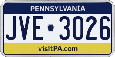 PA license plate JVE3026