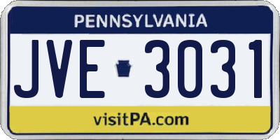 PA license plate JVE3031