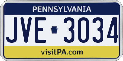 PA license plate JVE3034