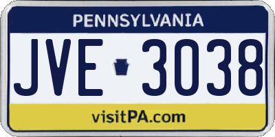 PA license plate JVE3038