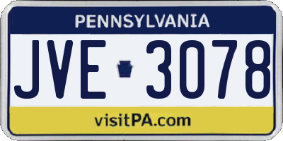 PA license plate JVE3078