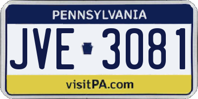 PA license plate JVE3081