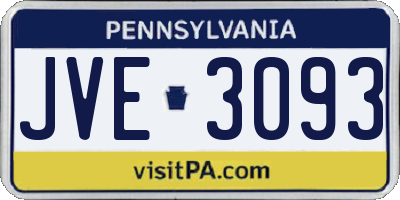 PA license plate JVE3093