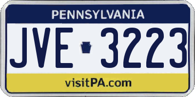 PA license plate JVE3223
