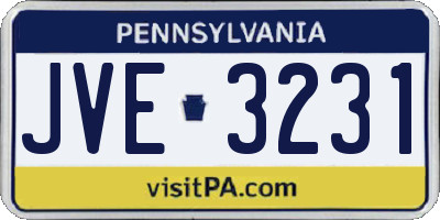PA license plate JVE3231