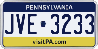 PA license plate JVE3233