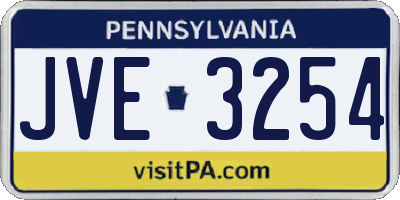 PA license plate JVE3254