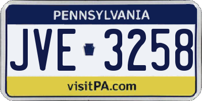 PA license plate JVE3258