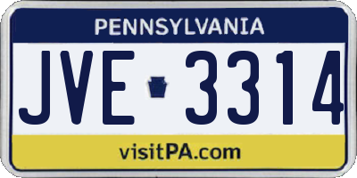 PA license plate JVE3314