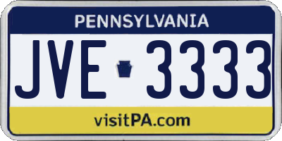 PA license plate JVE3333