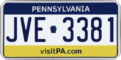 PA license plate JVE3381