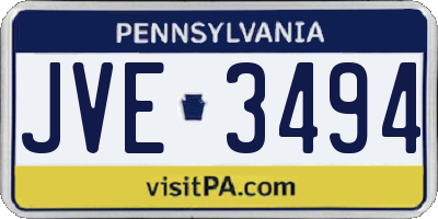 PA license plate JVE3494