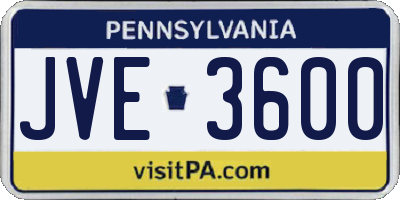 PA license plate JVE3600