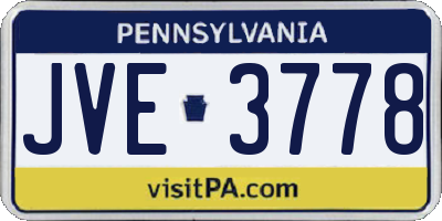 PA license plate JVE3778