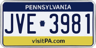 PA license plate JVE3981