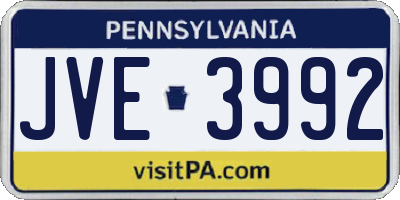 PA license plate JVE3992