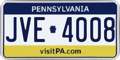 PA license plate JVE4008