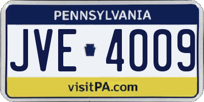 PA license plate JVE4009