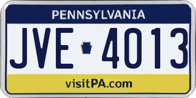 PA license plate JVE4013