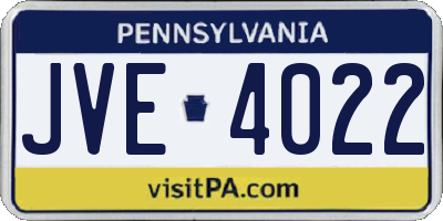 PA license plate JVE4022